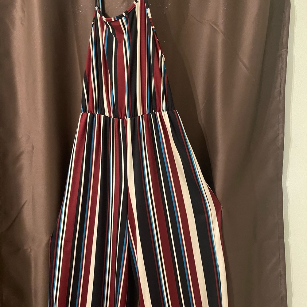 Caution To The Wind Red and Black Wide-Leg Jumpsuit